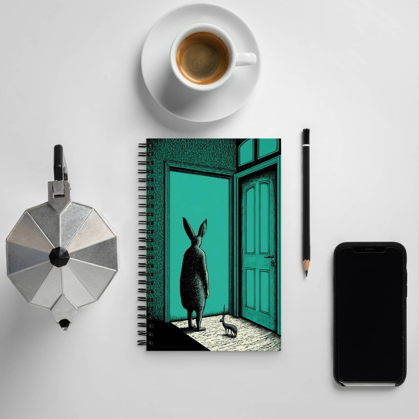 spiral notebook desk decor by surreal AI art