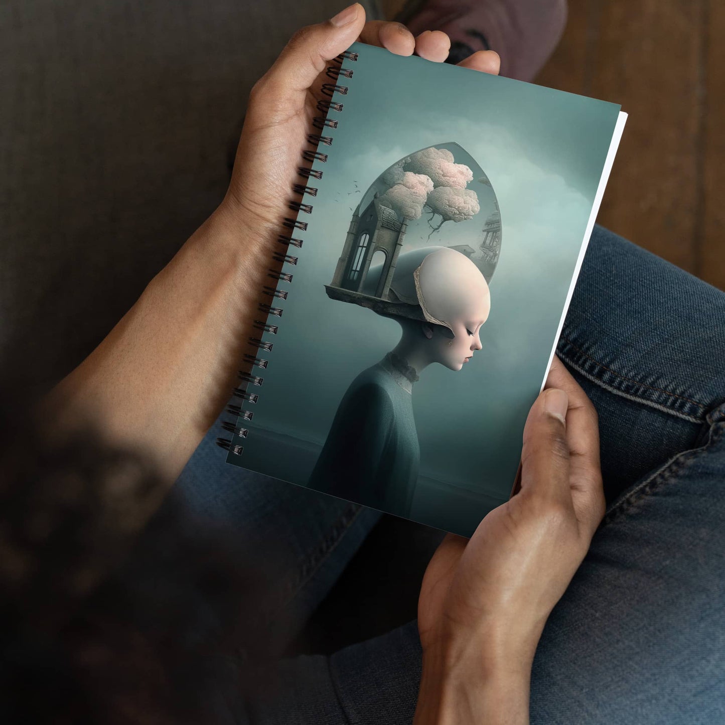 spiral notebook desk decor by surreal AI art