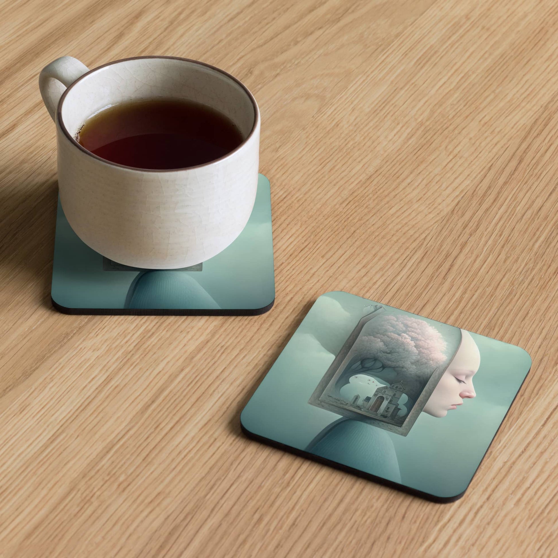 cup coaster table decor by surreal AI art