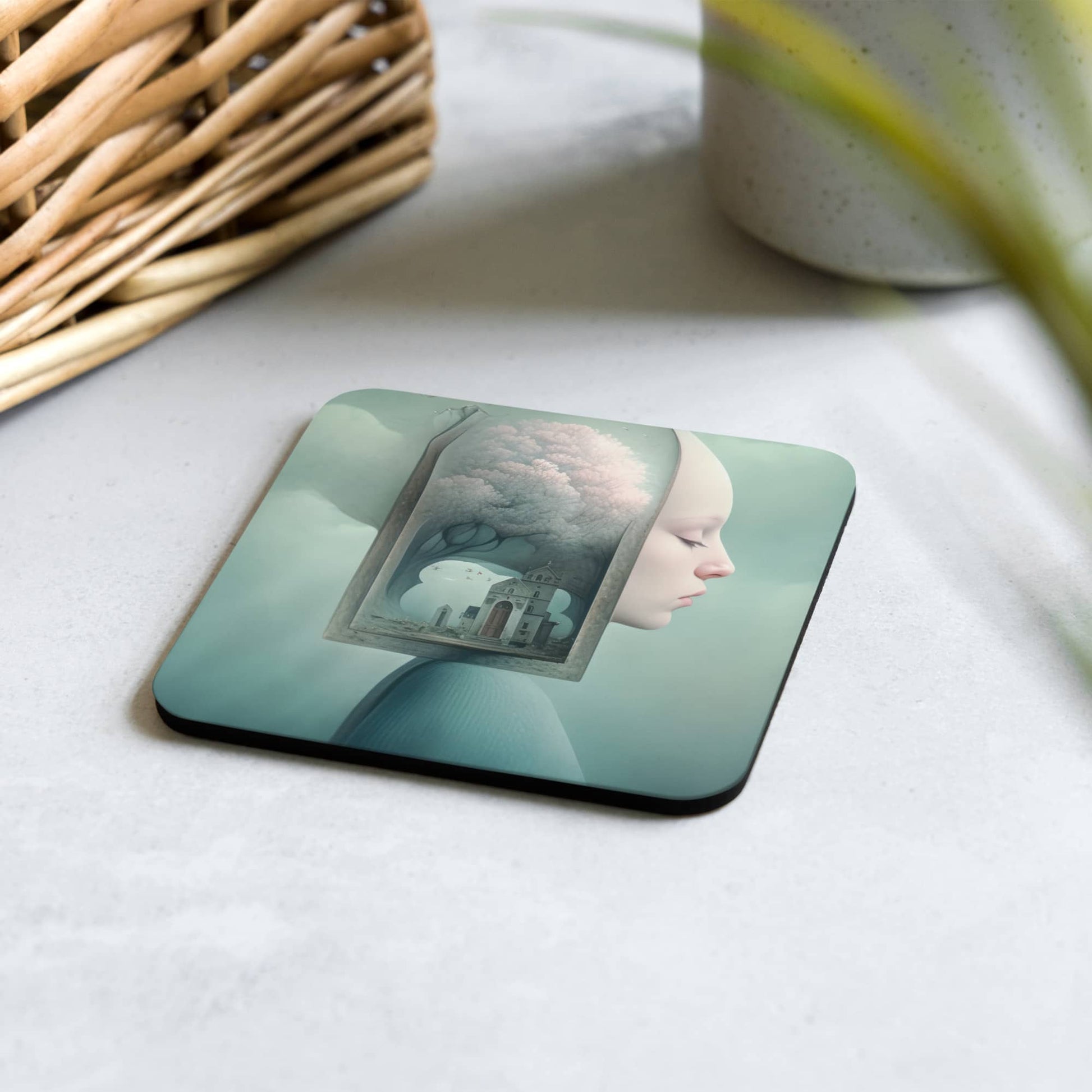 cup coaster table decor by surreal AI art