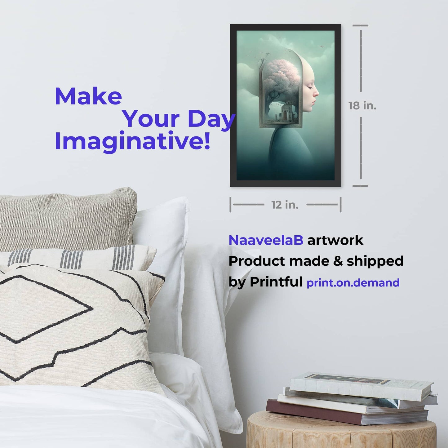 wall art room decor by Instagram surreal AI artist