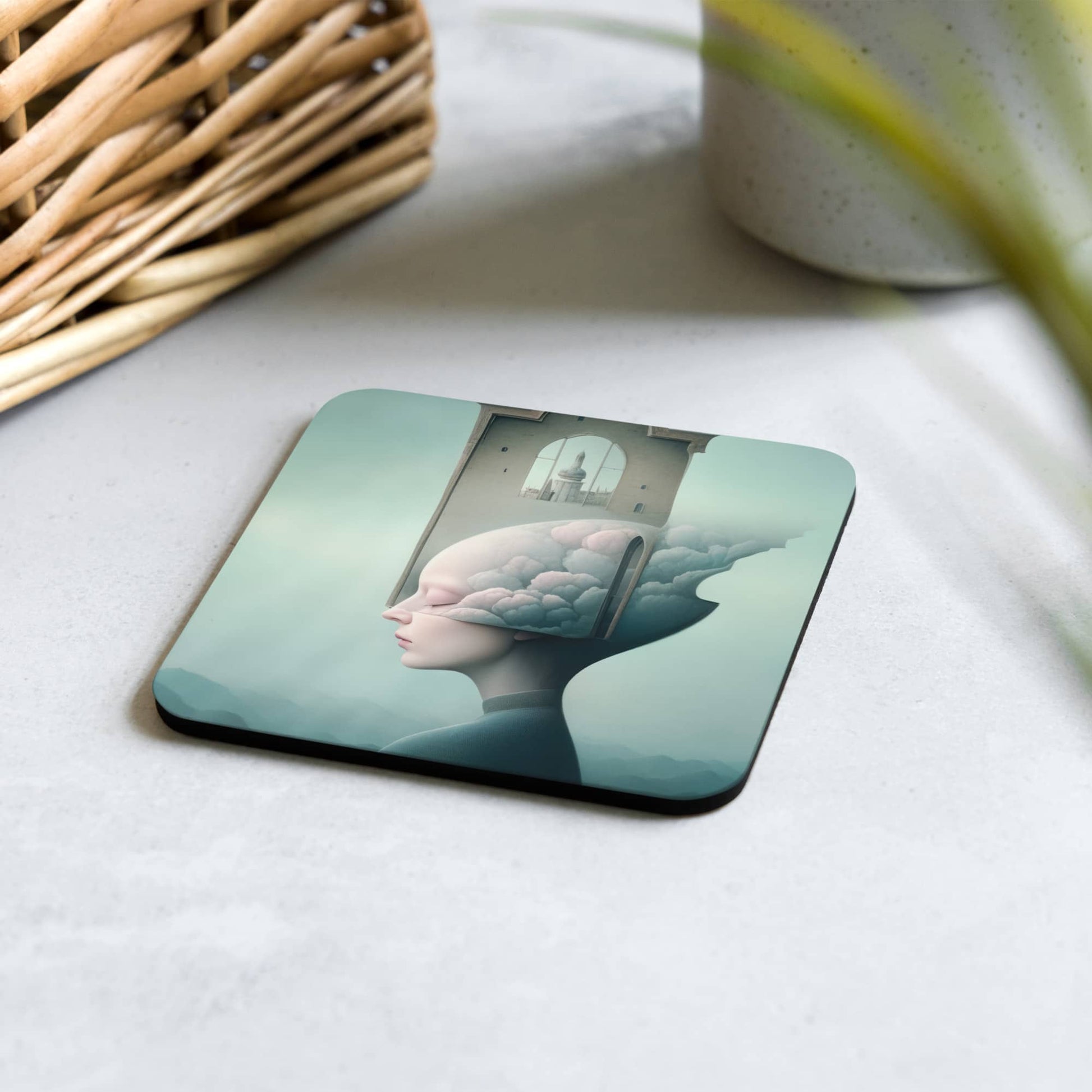 cup coaster table decor by Instagram surreal AI artist