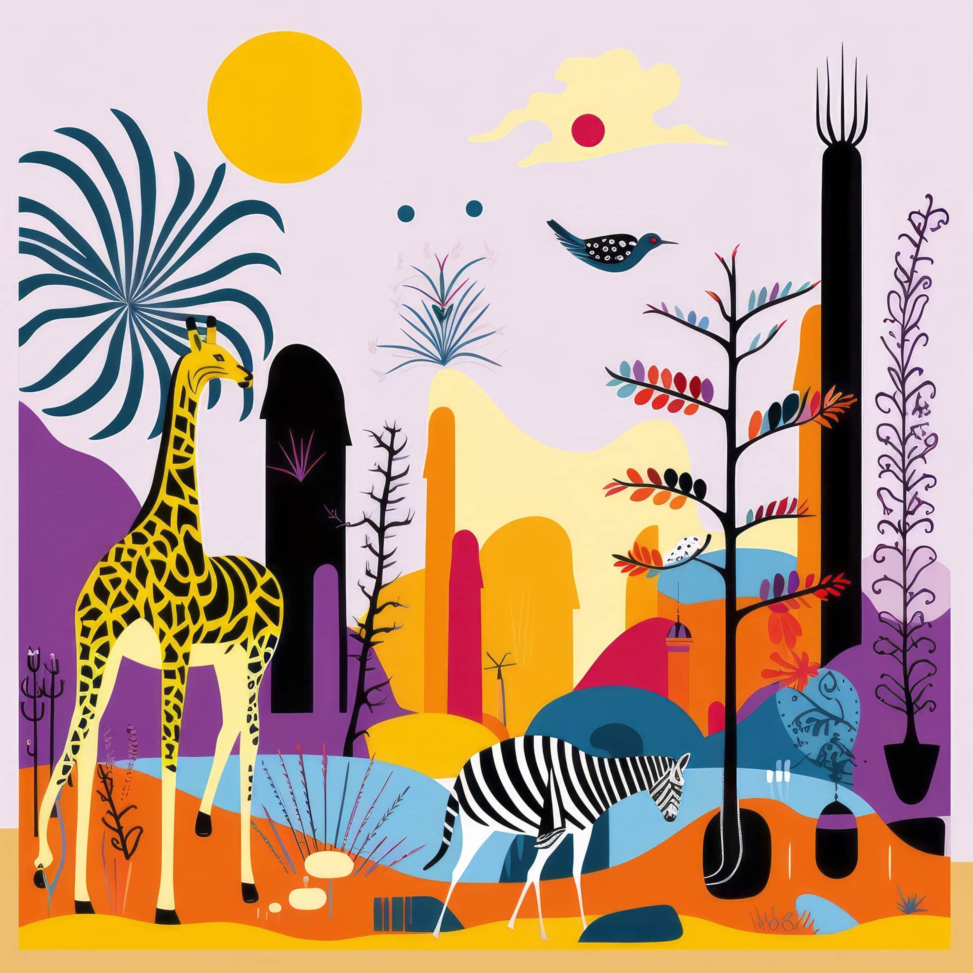 wall clock room decor by colorful AI art