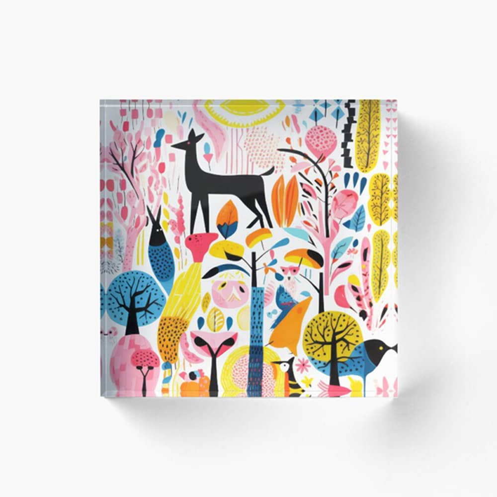 acrylic block desk decor by colorful AI art