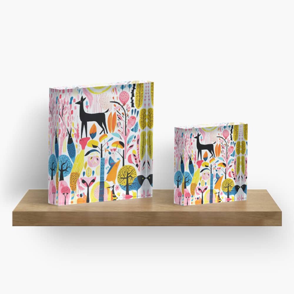 acrylic block desk decor by colorful AI art