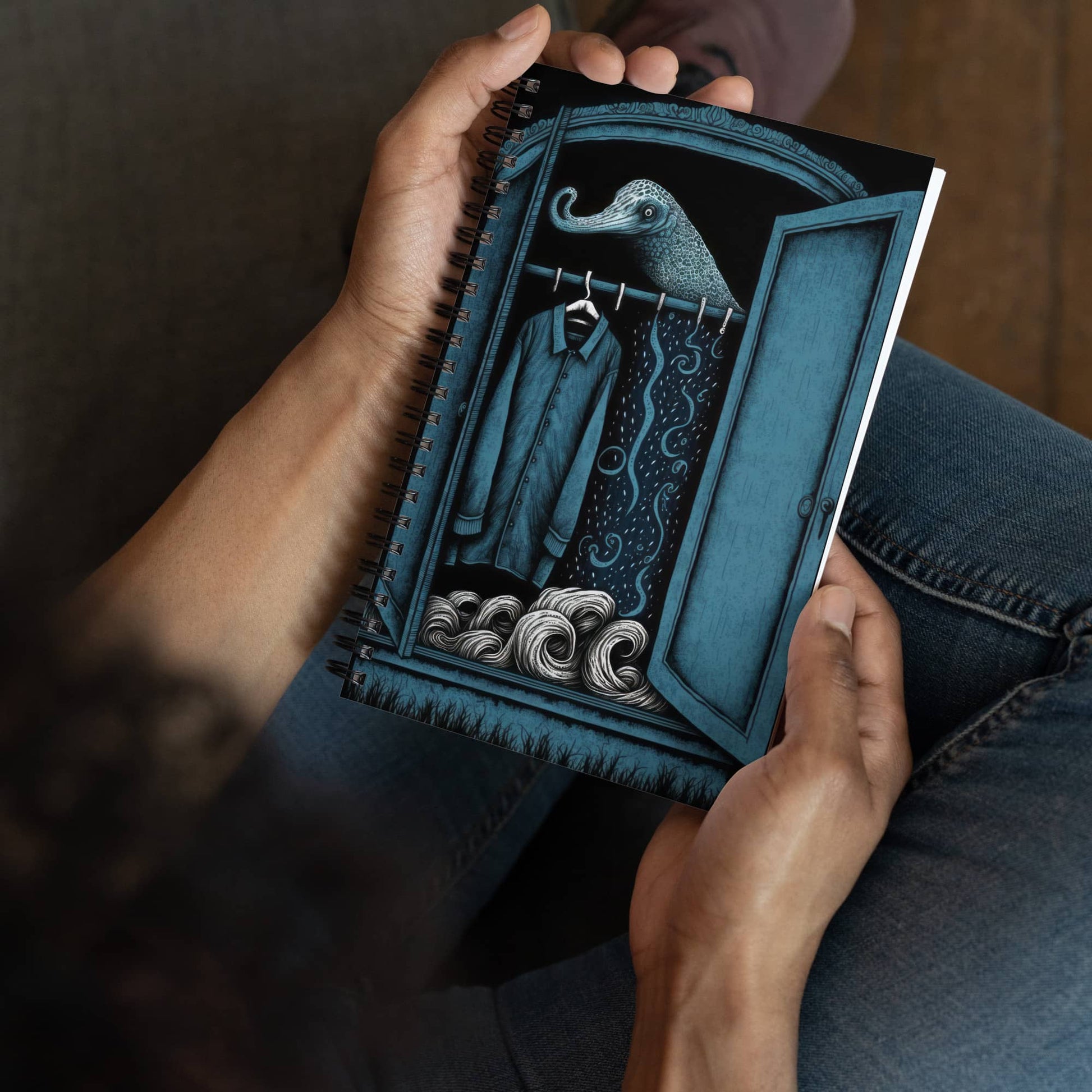 spiral notebook desk decor by surreal AI art