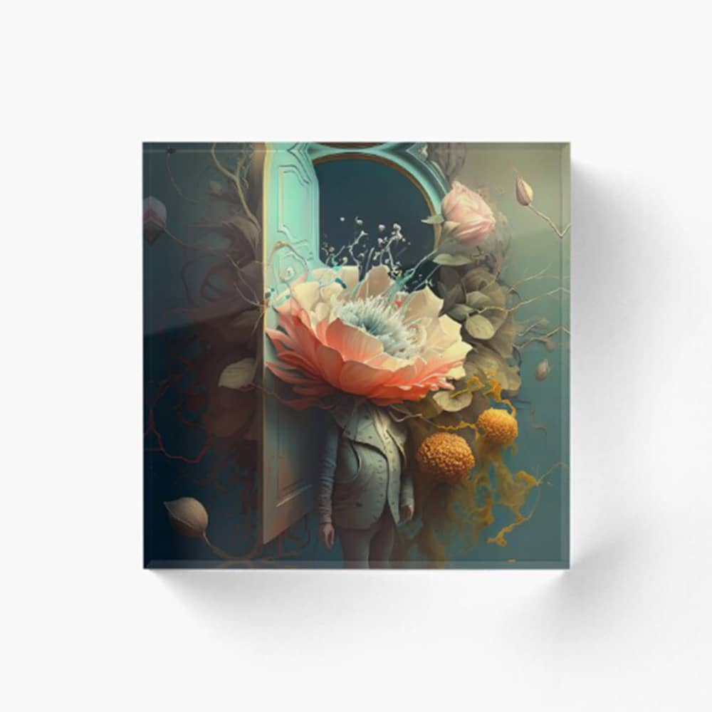 acrylic block desk decor by surreal AI art