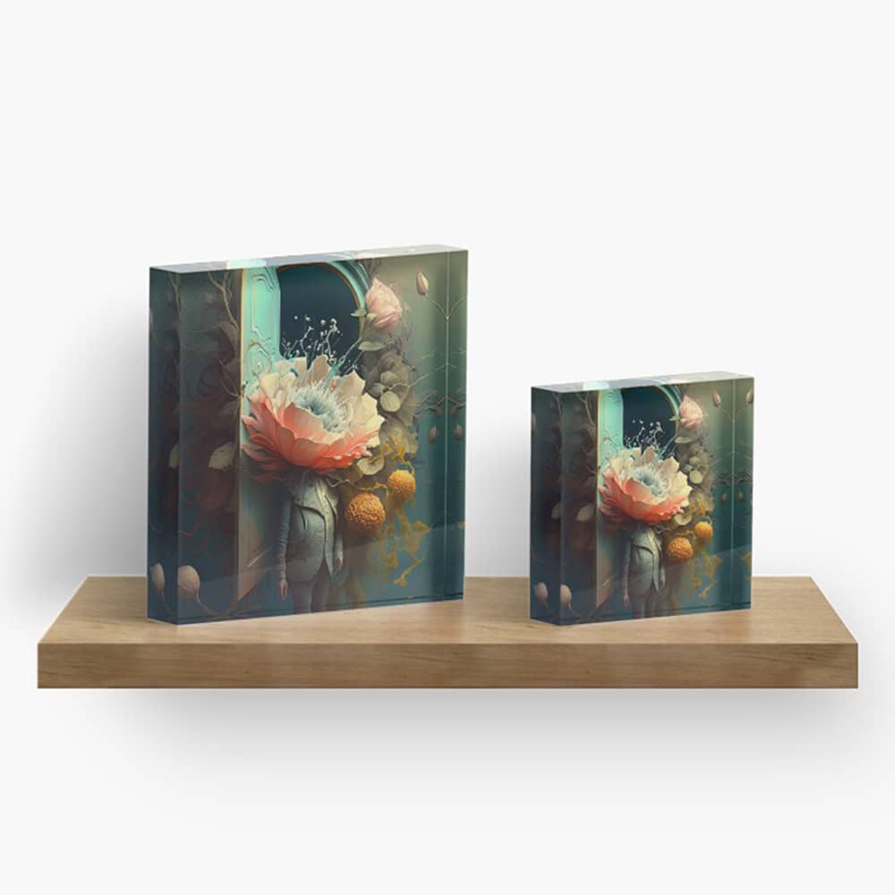 acrylic block desk decor by surreal AI art