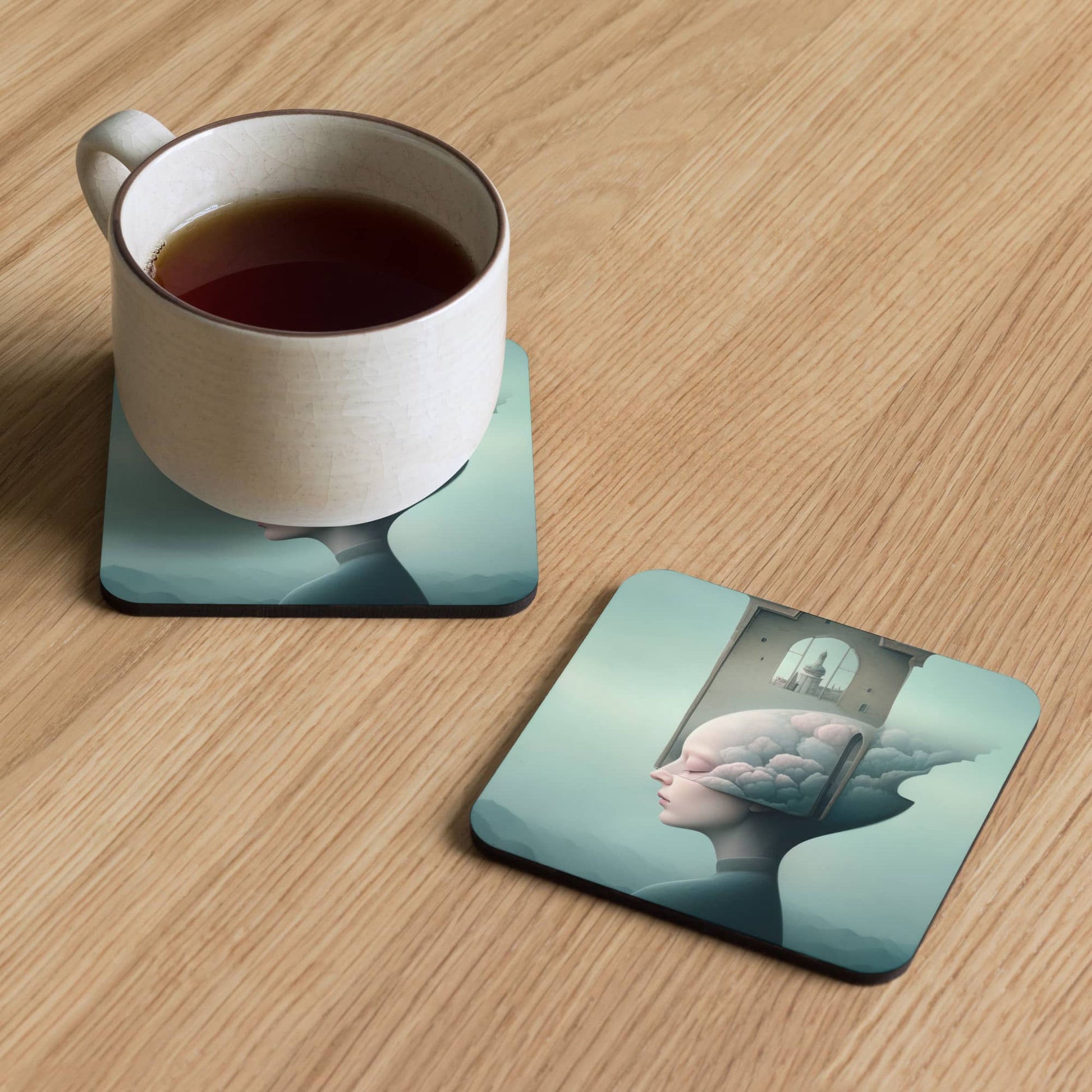 cup coaster table decor by Instagram surreal AI artist