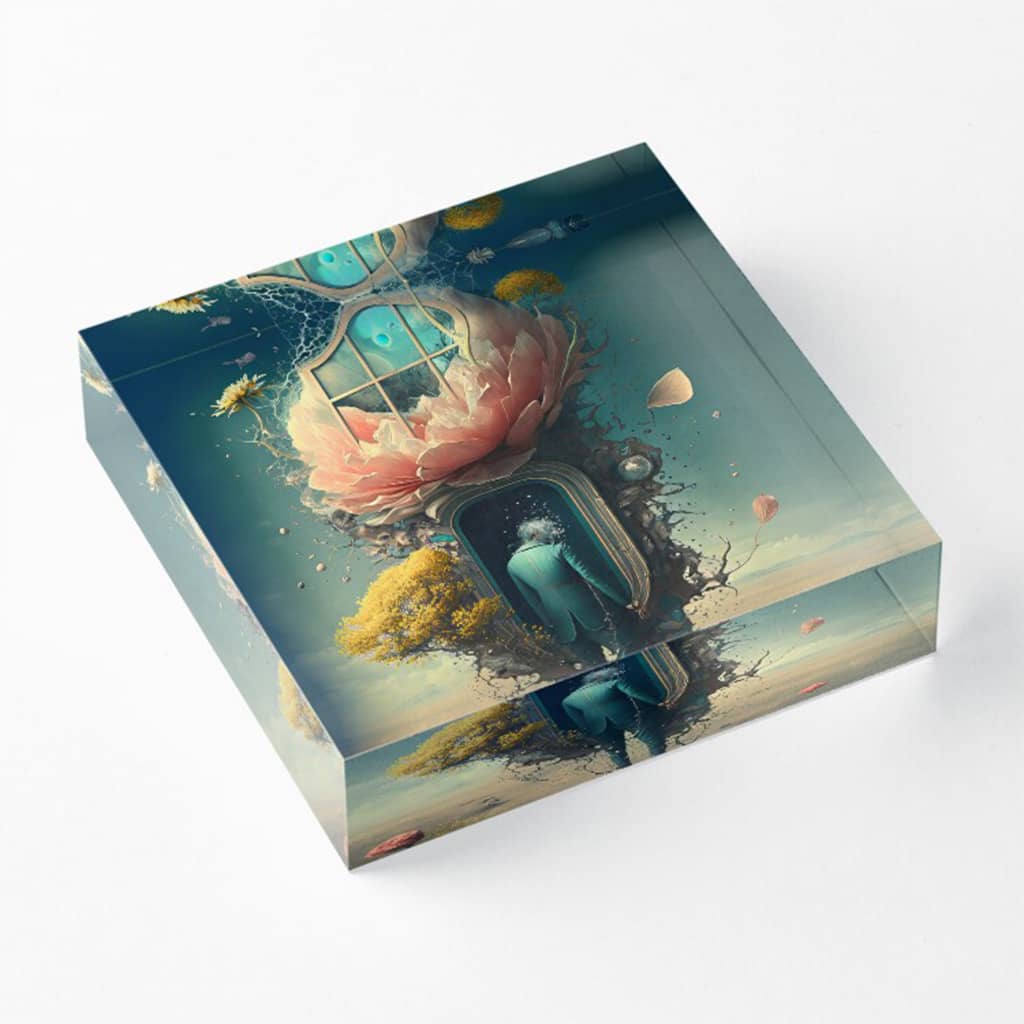 acrylic block desk decor by surreal AI art